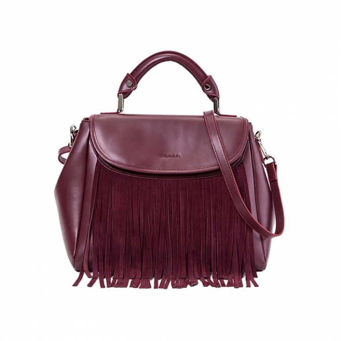 Wine Red Leather Shoulder Bags