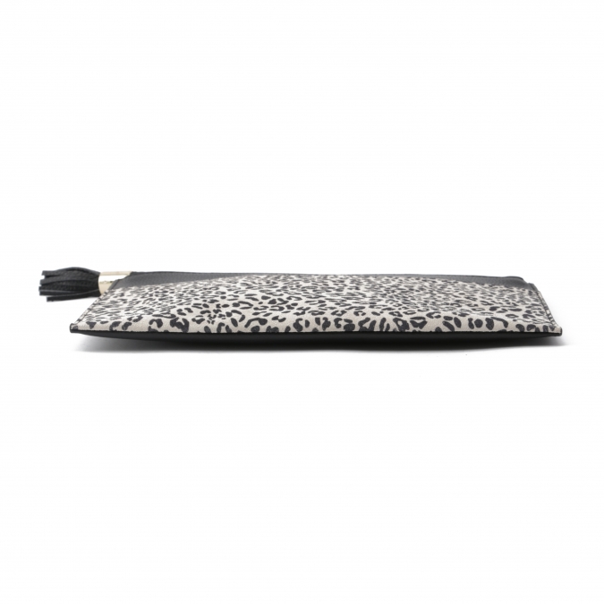 Pochette femme en cuir véritable imprimé léopard oem 
