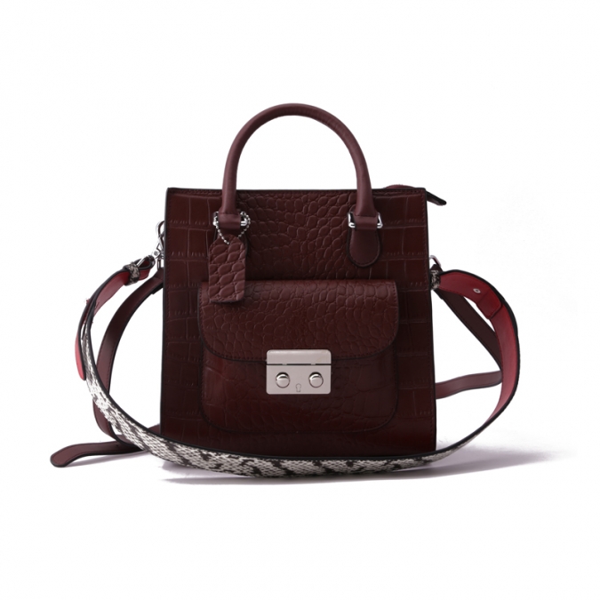 Wine Red Genuine Leather Shoulder Bags