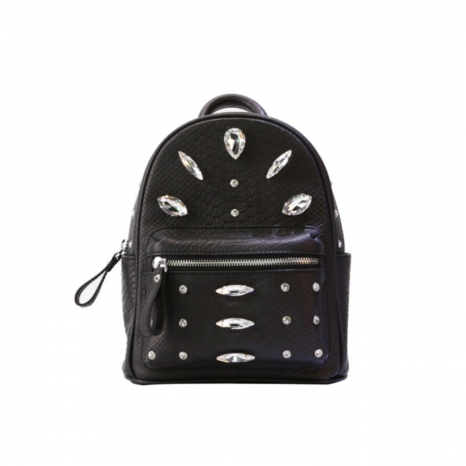 Black Leather Backpack for Women