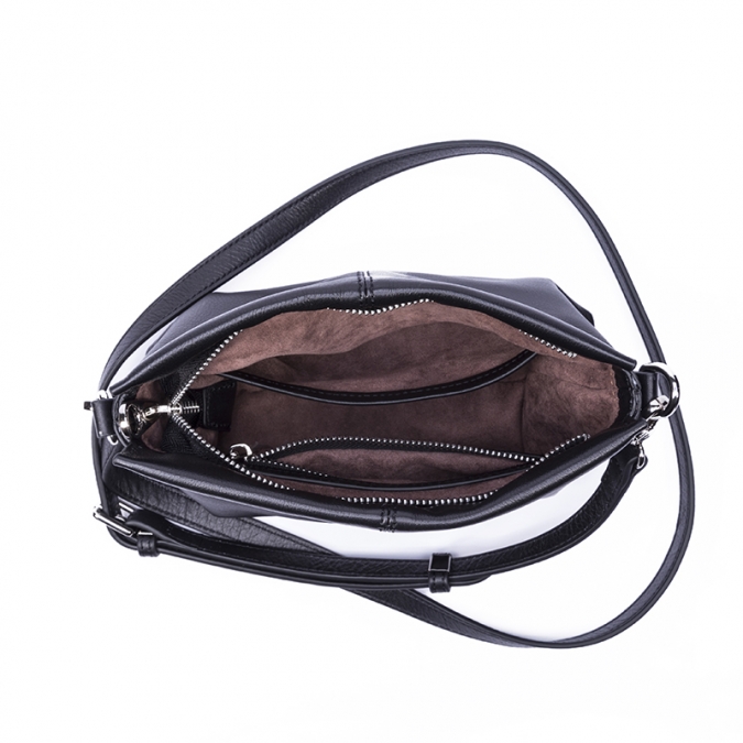 sac à bandoulière en cuir de vachette souple noir de petite taille customzied pour femmes 